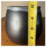 Signed Matte Black & Blue Studio Pottery Vase