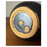 Signed Matte Black & Blue Studio Pottery Vase