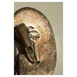 Vintage Margot De Taxco Sterling Silver Enamel Brooch & Earring Set