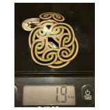 Vintage Margot De Taxco Sterling Silver Enamel Brooch & Earring Set