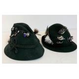 2 Vintage Austrian Hiking Hats LOADED w/ Pins