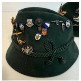 2 Vintage Austrian Hiking Hats LOADED w/ Pins