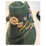 2 Vintage Austrian Hiking Hats LOADED w/ Pins