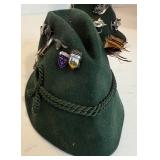 2 Vintage Austrian Hiking Hats LOADED w/ Pins