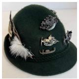 2 Vintage Austrian Hiking Hats LOADED w/ Pins