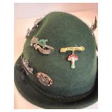 2 Vintage Austrian Hiking Hats LOADED w/ Pins