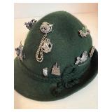 2 Vintage Austrian Hiking Hats LOADED w/ Pins