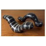 BEAUTIFUL Pair of Emilia Castillo Plata Silver & Black Pottery Salt & Pepper Shakers