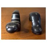 BEAUTIFUL Pair of Emilia Castillo Plata Silver & Black Pottery Salt & Pepper Shakers