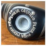 BEAUTIFUL Pair of Emilia Castillo Plata Silver & Black Pottery Salt & Pepper Shakers