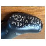 BEAUTIFUL Pair of Emilia Castillo Plata Silver & Black Pottery Salt & Pepper Shakers