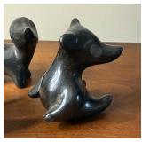 Lot of Vintage Black on Black Pottery Animal Effigies