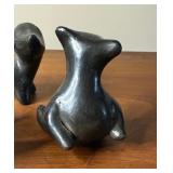 Lot of Vintage Black on Black Pottery Animal Effigies