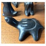Lot of Vintage Black on Black Pottery Animal Effigies