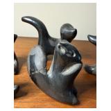 Lot of Vintage Black on Black Pottery Animal Effigies
