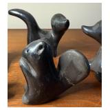 Lot of Vintage Black on Black Pottery Animal Effigies