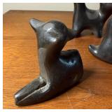 Lot of Vintage Black on Black Pottery Animal Effigies