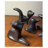 Lot of Vintage Black on Black Pottery Animal Effigies