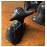 Lot of Vintage Black on Black Pottery Animal Effigies