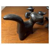 Lot of Vintage Black on Black Pottery Animal Effigies