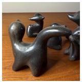 Lot of Vintage Black on Black Pottery Animal Effigies