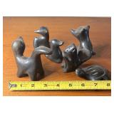 Lot of Vintage Black on Black Pottery Animal Effigies