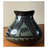 Vintage Socorro Reyes Black on Black Mata Ortiz Vase