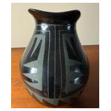 Vintage Socorro Reyes Black on Black Mata Ortiz Vase