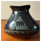 Vintage Socorro Reyes Black on Black Mata Ortiz Vase