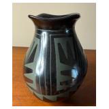 Vintage Socorro Reyes Black on Black Mata Ortiz Vase