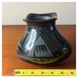 Vintage Socorro Reyes Black on Black Mata Ortiz Vase