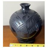 INCREDIBLE Lidia Lucero Black on Black Mata Ortiz Pot Vase