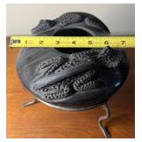 Vintage Jose Quezada Mata Ortiz Black on Black Lizard Vase Pot