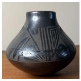 Vintage Ton Gillien Mata Ortiz Black on Black Pottery Vase