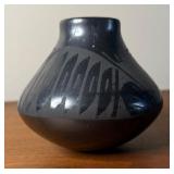 Vintage Ton Gillien Mata Ortiz Black on Black Pottery Vase