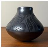 Vintage Ton Gillien Mata Ortiz Black on Black Pottery Vase