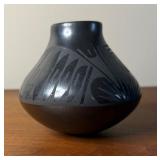 Vintage Ton Gillien Mata Ortiz Black on Black Pottery Vase