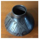 Vintage Ton Gillien Mata Ortiz Black on Black Pottery Vase