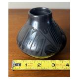 Vintage Ton Gillien Mata Ortiz Black on Black Pottery Vase