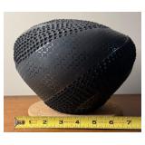 Vintage Ismael Sandoval Black on Black Geometric Pottery Vase