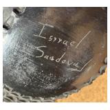 Vintage Ismael Sandoval Black on Black Geometric Pottery Vase