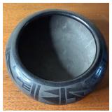 Vintage Blue Corn (Crucita Gonzalez Calabaza) Black on Black Pottery Bowl