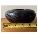 Vintage Blue Corn (Crucita Gonzalez Calabaza) Black on Black Pottery Bowl