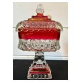 Vintage Westmoreland Ruby Red Pedestal Candy Dish