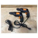 Warrior Lot of 2- 3/8  Variable Speed Reversible Drills