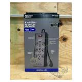 Commercial Electric 6 ft. 12-Outlet Black Surge Protector with USB