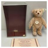 Vintage Steiff Replica Limited Edition Of 8,000 "Teddy Rose 1925" Bear 15" Ear Tag #407154 (00413) Curly Pink Mohair Fully Jointed Body, Growler, Glass Eyes, Pink Felt Paw Pads New Old Stock in Origin