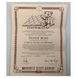 Vintage Steiff Replica Limited Edition Of 8,000 "Teddy Rose 1925" Bear 15" Ear Tag #407154 (00413) Curly Pink Mohair Fully Jointed Body, Growler, Glass Eyes, Pink Felt Paw Pads New Old Stock in Origin