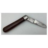 Very Old Wood Handle Pocket Knife With Blade For Chisling