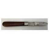 Very Old Wood Handle Pocket Knife With Blade For Chisling